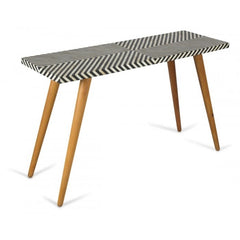 MAAYA Bone Inlay Solidwood Console Hall Table Geometric Pattern