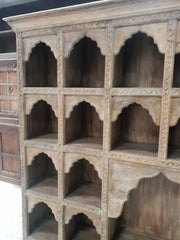 Indian Mehrab Hand Carved Solid Wood Bookshelf Natural 125x45x215cm