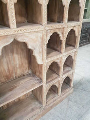 Indian Mehrab Hand Carved Solid Wood Bookshelf Natural 125x45x215cm