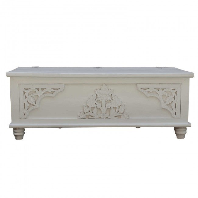 Cromer Hand Carved Floral Blanket Box White A