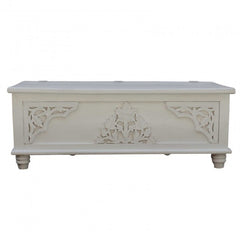 Cromer Hand Carved Floral Blanket Box White A