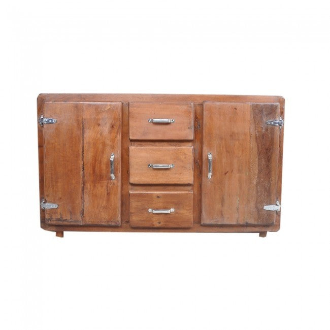 Cromer Reclaimed Wood Large Sideboard Buffet Cabinet 150cm on wheels - Honey