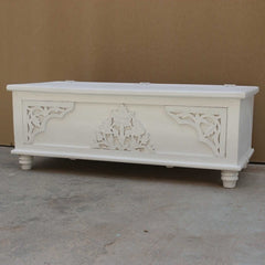 Cromer Hand Carved Floral Blanket Box White A