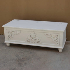 Cromer Hand Carved Floral Blanket Box White A