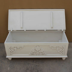 Cromer Hand Carved Floral Blanket Box White A