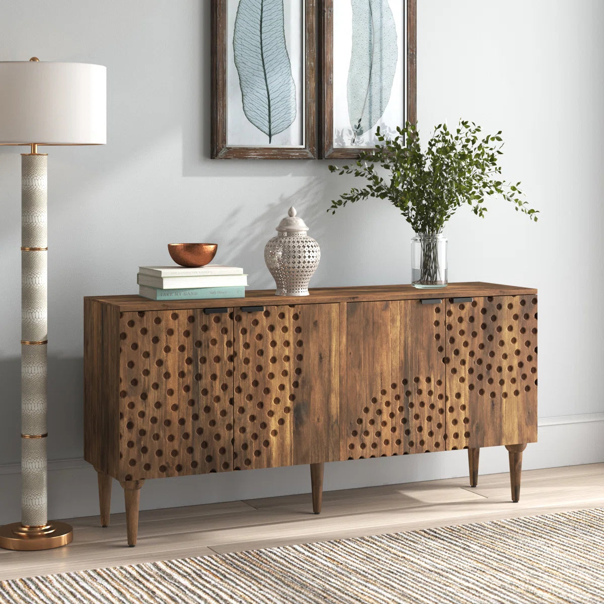 Indian Handmade Solid Wood Carved Sideboard