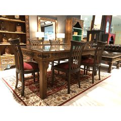 Mughal Hand Painted and Hand Carved Solid Wood Dining Table 14