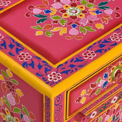 Mughal Hand Painted Multicolored Wooden Side Table