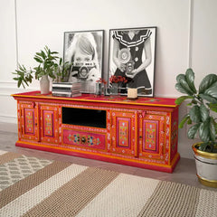 Indian Hand Painted Solid Wood TV Unit Stand B25