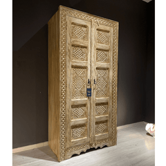 Indian Hand Carved Solid Wood Cabinet Bookshelf B12