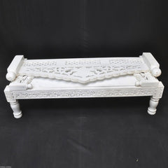 Mughal Garden Hand Carved Balinese Daybed White M