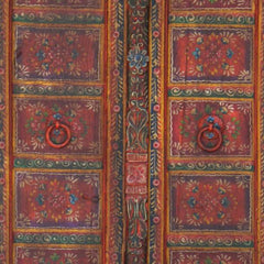 Indian Vintage Antique Hand Painted Reclaimed Wood Door Panel 120