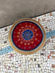 Indian Hand Painted Solid Wood Round Coffee Table C152