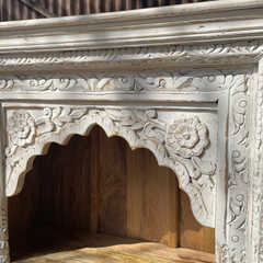 Indian Mehrab Hand Carved Solid Wood Bookshelf White 90X40X180cm