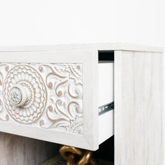 DYNASTY Hand Carved  Solid Wood Bedsides Table 64