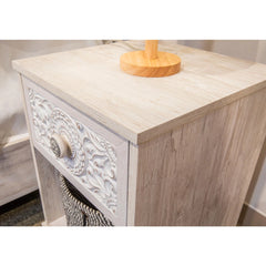 DYNASTY Hand Carved  Solid Wood Bedsides Table 64