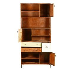 Ammon Rustic Solid Wood Bookcase with Doors & Drawers