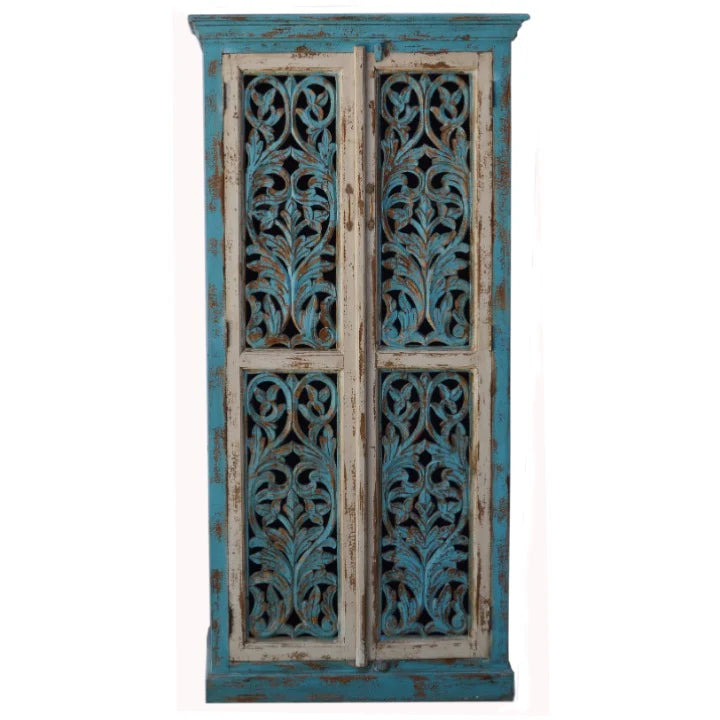 Indian Hand Carved Solid Wooden Cupboard Wardrobe D63