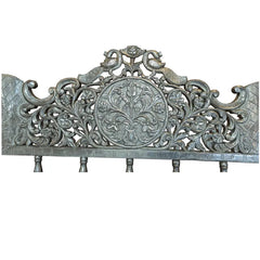 Indian Wooden & Silver Metal Handmade Carved Daybed Sofa D24