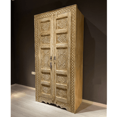 Indian Hand Carved Solid Wood Cabinet Bookshelf B12