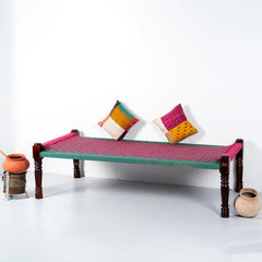 Indian Solid Wood Handmade Rajasthani Charpai Khat Manjhi Woven Charpai Daybed