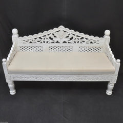 Mughal Garden Hand Carved Balinese Daybed White M