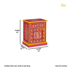 Mughal Hand Painted Multicolored Wooden Side Table