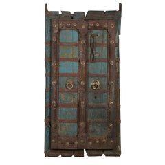 Indian Vintage Antique Teak Wood Brass Work Door Panel 35