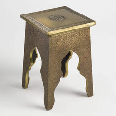 Brass Embossed Hand Carved Solid Wood Side Table 49