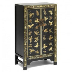 Golden Dragon Oriental Decorated Solid Wood Black Medium Cabinet 70x40x120cm