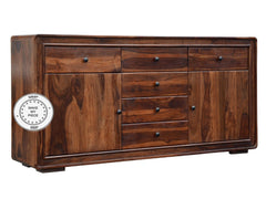 Indian Solid Wood Buffet Sideboard With Drawers Chocolate Brown