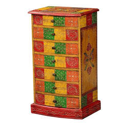 Pandora Hand Painted Indian Solid Wood Chest Of Drawer Multicolour