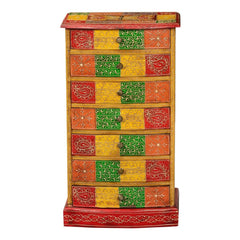 Pandora Hand Painted Indian Solid Wood Chest Of Drawer Multicolour