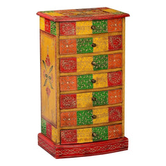 Pandora Hand Painted Indian Solid Wood Chest Of Drawer Multicolour