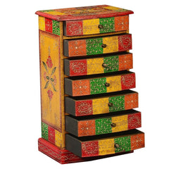 Pandora Hand Painted Indian Solid Wood Chest Of Drawer Multicolour