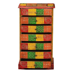 Pandora Hand Painted Indian Solid Wood Chest Of Drawer Multicolour