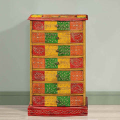 Pandora Hand Painted Indian Solid Wood Chest Of Drawer Multicolour