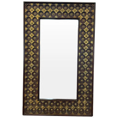 Vintage Hand Carved Brass Work Solid Wood Mirror Frame 104