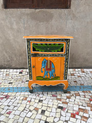 Indian Hand Painted Solid Wood Bedsides Table B4