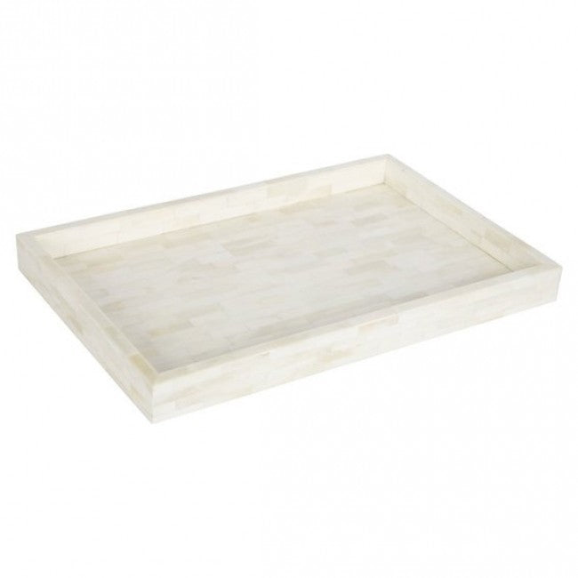 Maaya Full Bone Inlay Serving Tray - White 49x39x5cm