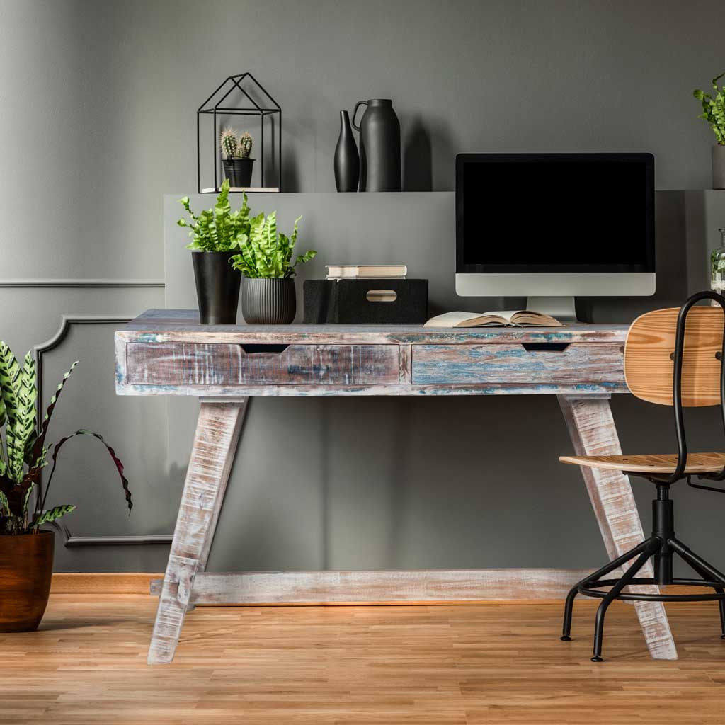 Rustica Reclaimed Solid Wood Rustic Writing Study Desk C7