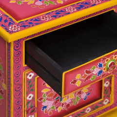 Mughal Hand Painted Multicolored Wooden Side Table