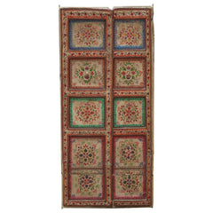 Indian Vintage Antique Hand Painted Teak Wood Door Panel 121