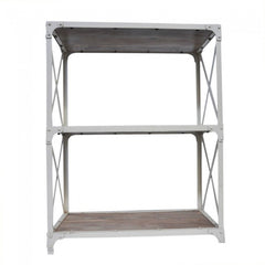 Angle Industrial French Style Small Bookshelf Book Stand White 90x40x90cm