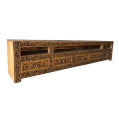 Indian Hand Carved Solid Wooden TV Unit 09