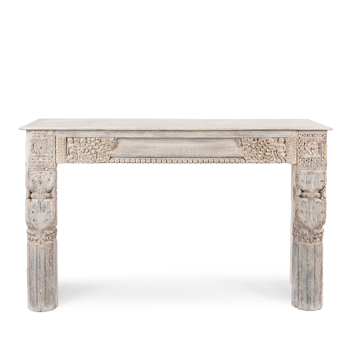 Antique Indian Hand Carved Solid Wood Console Table 07