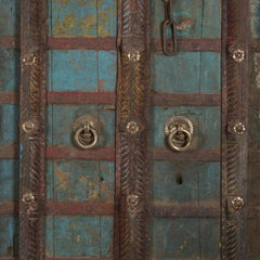 Indian Vintage Antique Teak Wood Brass Work Door Panel 35