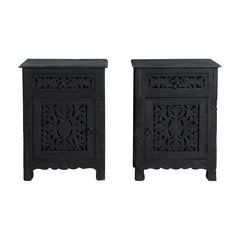 Indian Hand Carved  Solid Wood Bedside Table    08