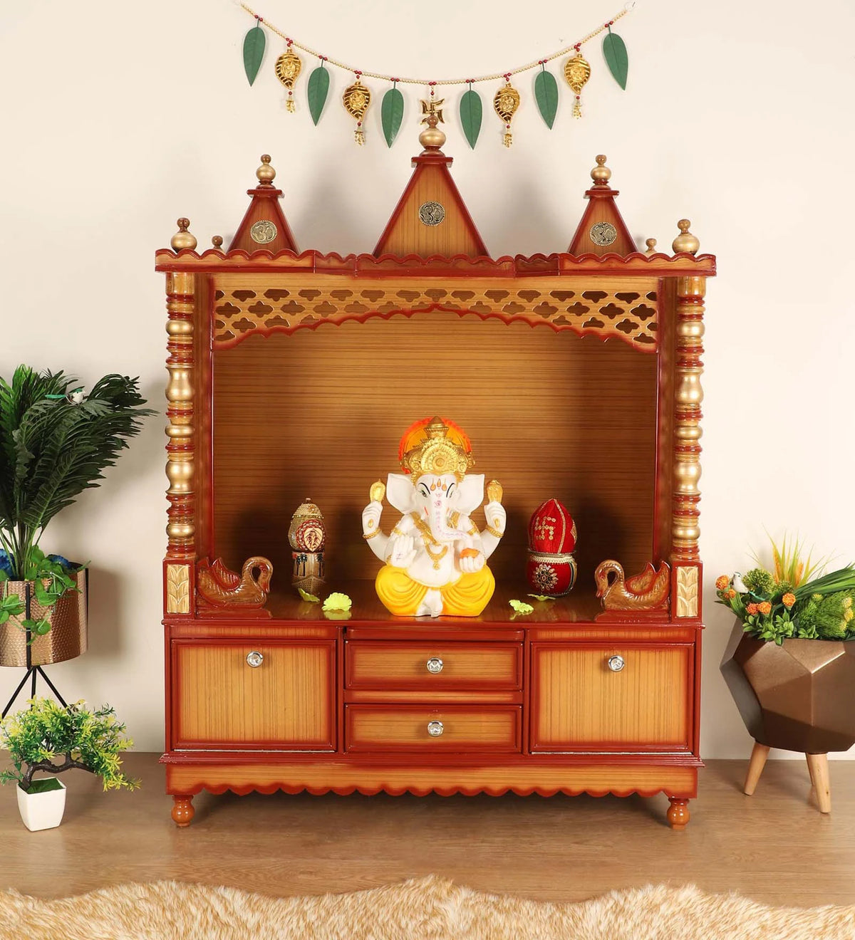 Sheesham Wood Handmade Mandir Home Temple In Brown