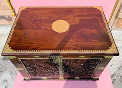 Indian Hand Carved Brass Work Solid Wood Storage Blanket Box C45